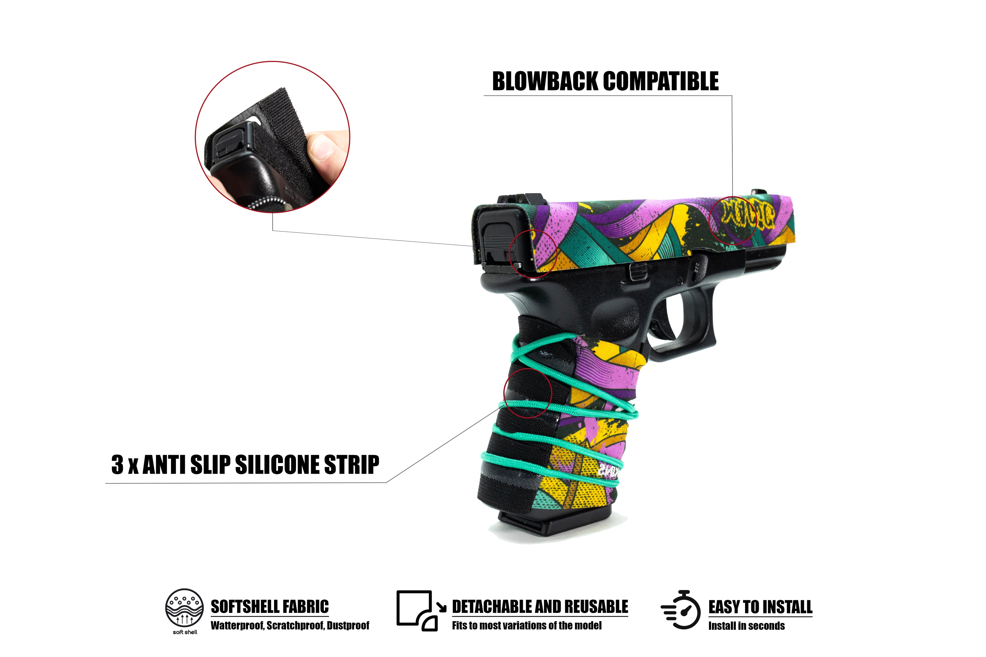 Husă Softshell inovatoare și reutilizabilă pentru replicile de airsoft G17–G19